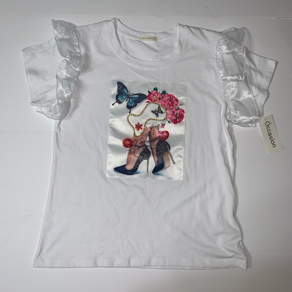 Glam Shoe Diva Graphic Tee w Pearls [TO-75] - Picture 5 of 8